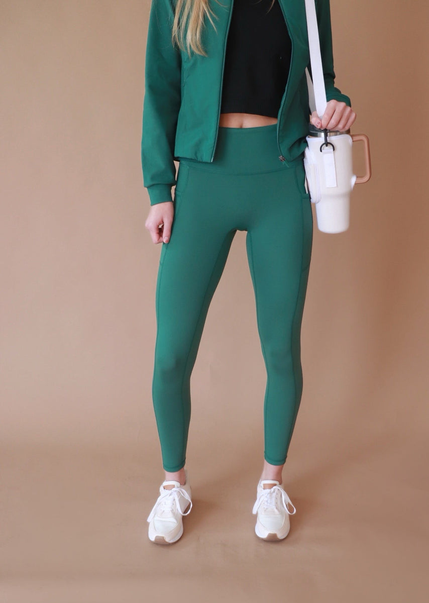 GREEN - Sweetheart No Front Seam Highwaist Pocket Leggings