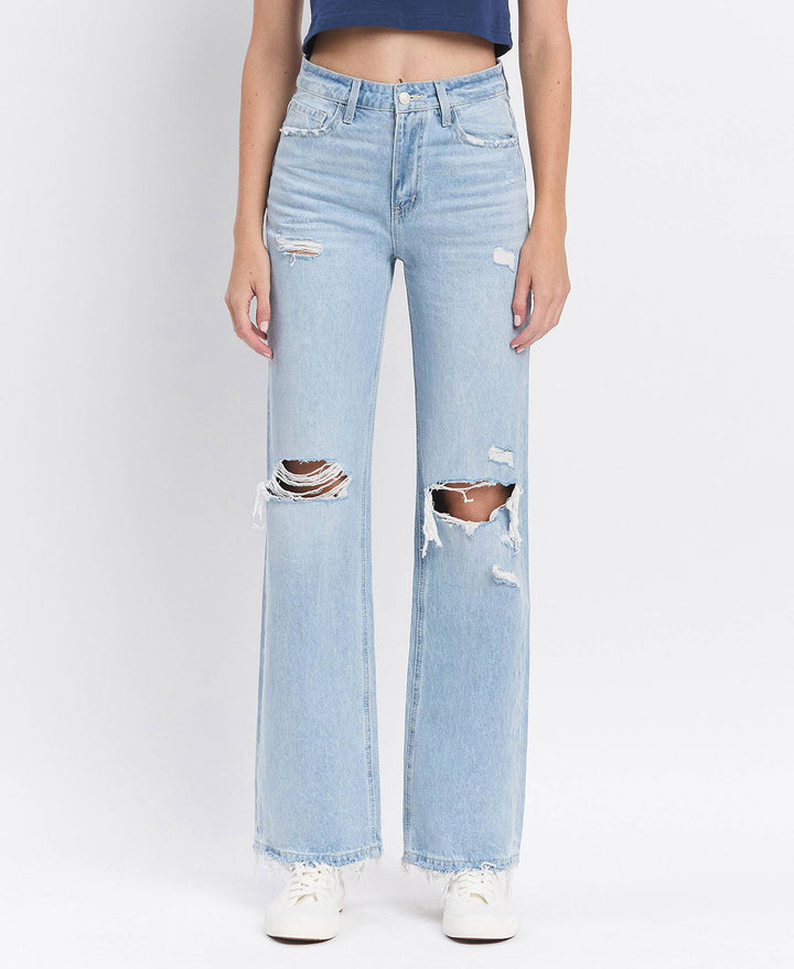 90's Vintage Super High Rise Flare Denim Jeans