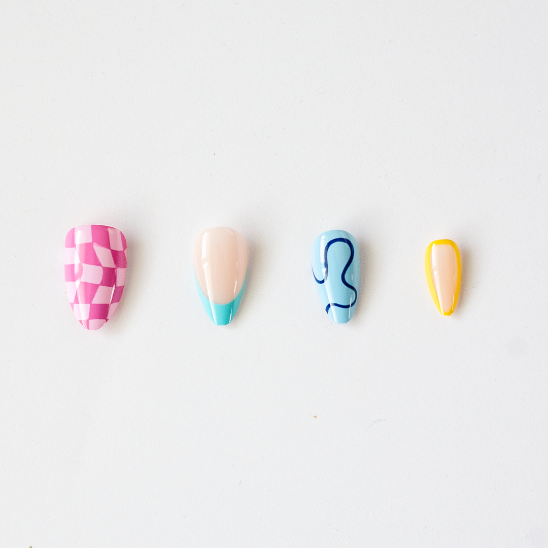 Funky Fresh | Modern Trendy Check & French Tip Press-On Nail