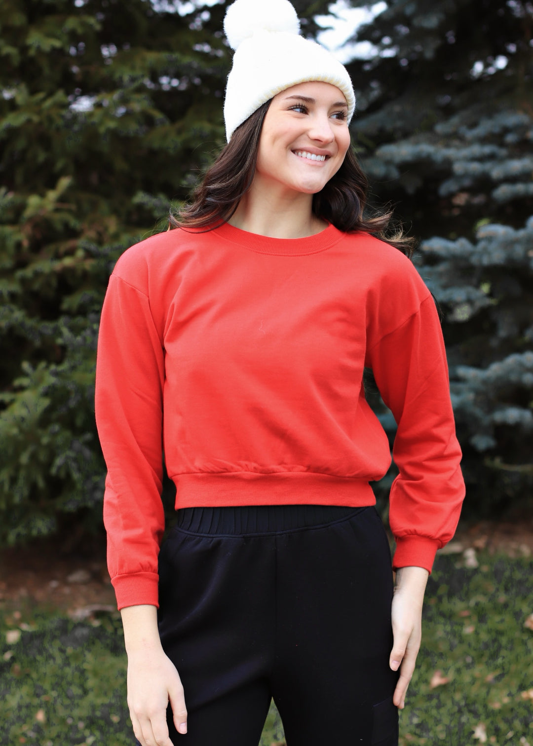 Pax Crop Sweatshirt in Red