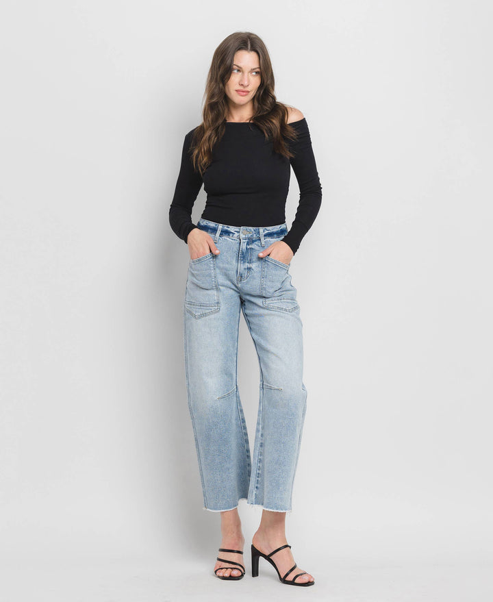 RESTOCK Super High Rise Barrel Denim Jeans