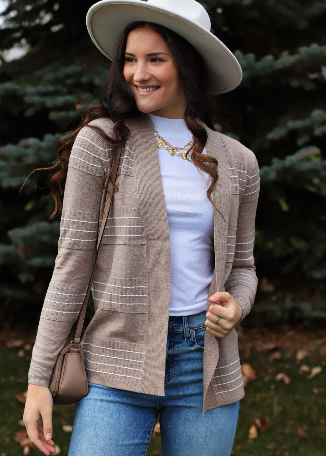 Stitched Cardigan in Mocha