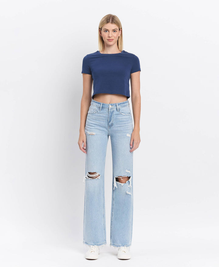 90's Vintage Super High Rise Flare Denim Jeans