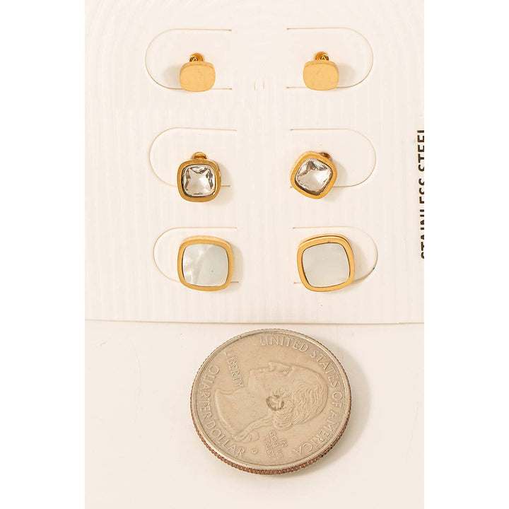 Stainless Steel Mixed Stud Earrings Set