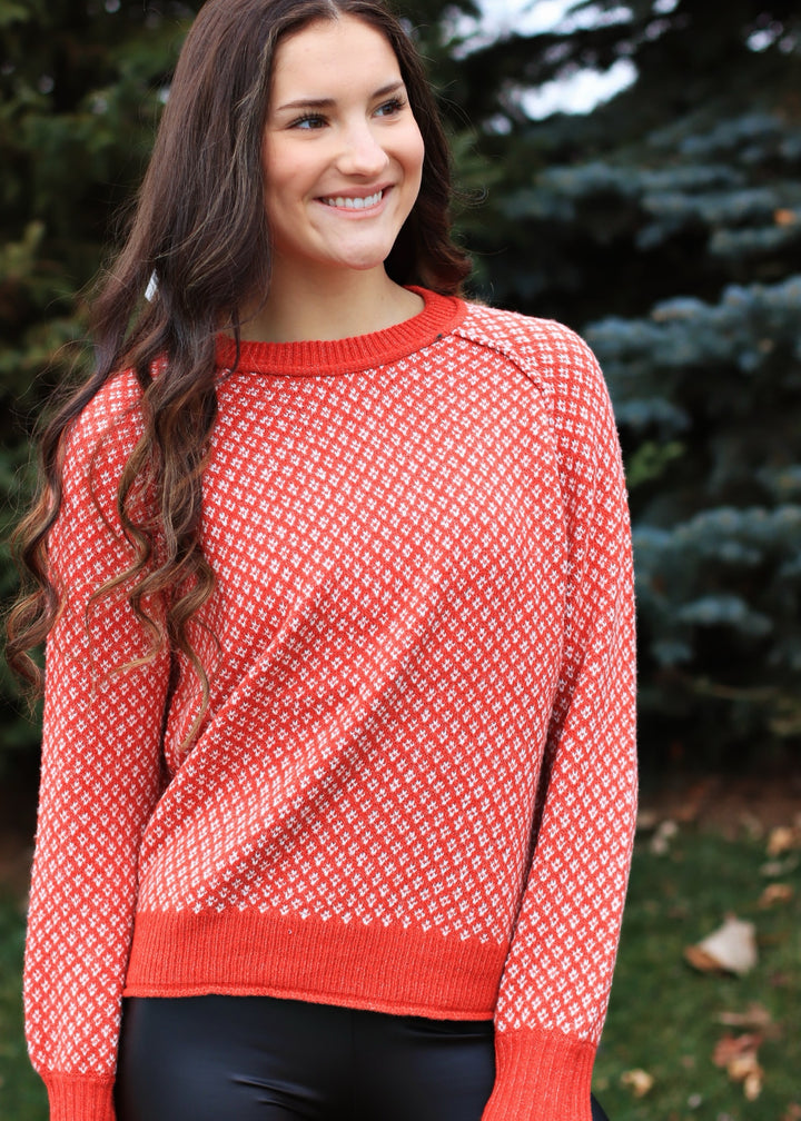 Diamond Texture Sweater in Red