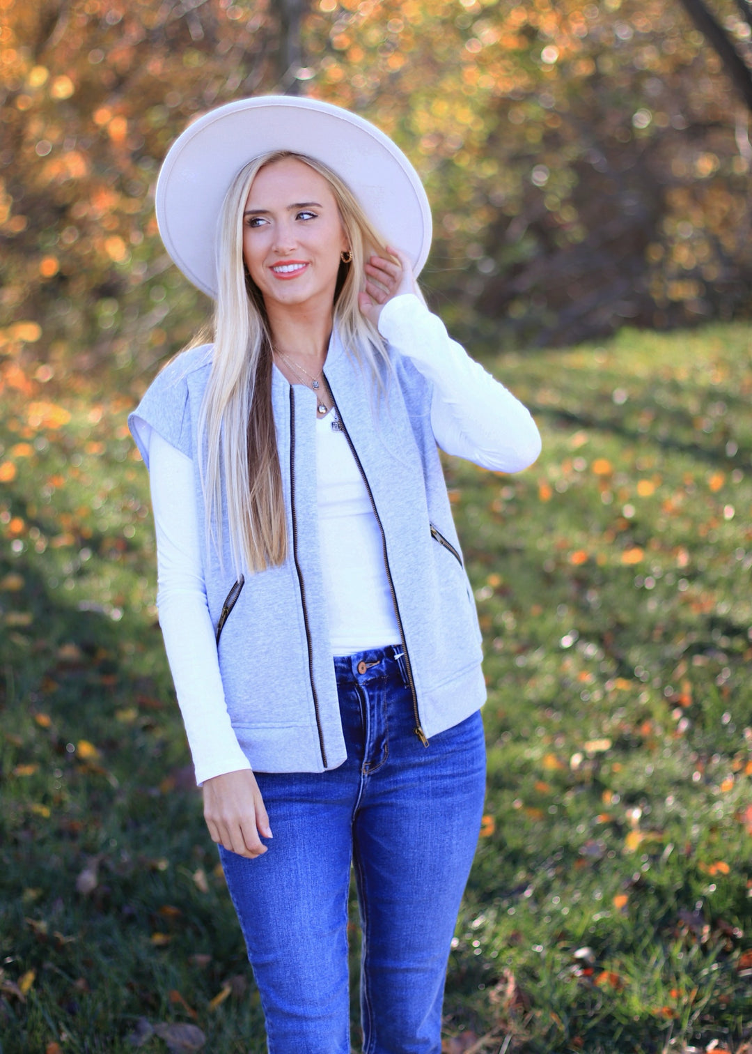 Basic Long Sleve V- Neck Top in White