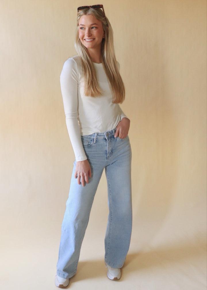 Optimistic High Rise Wide Leg Denim Jeans