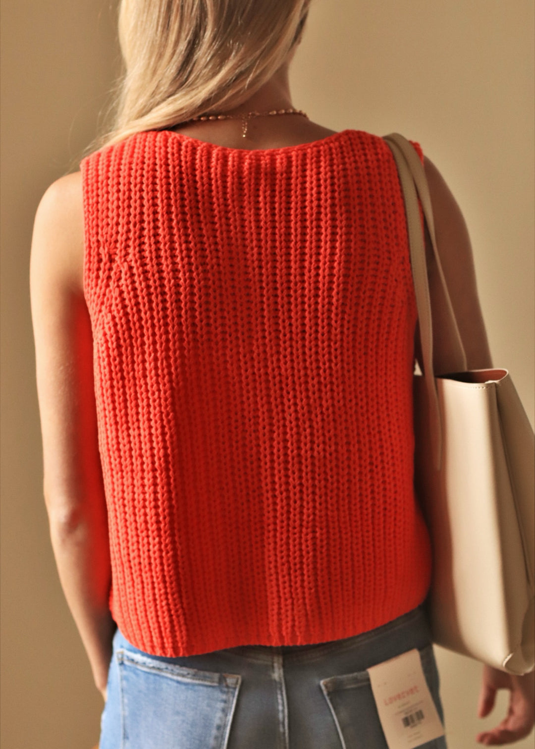 Papaya Button Up Sweater Tank