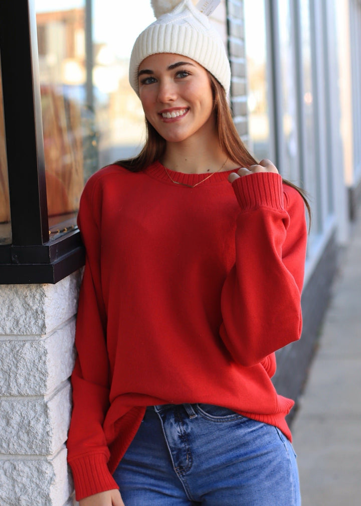 Dupita French Terry Crewneck in Red