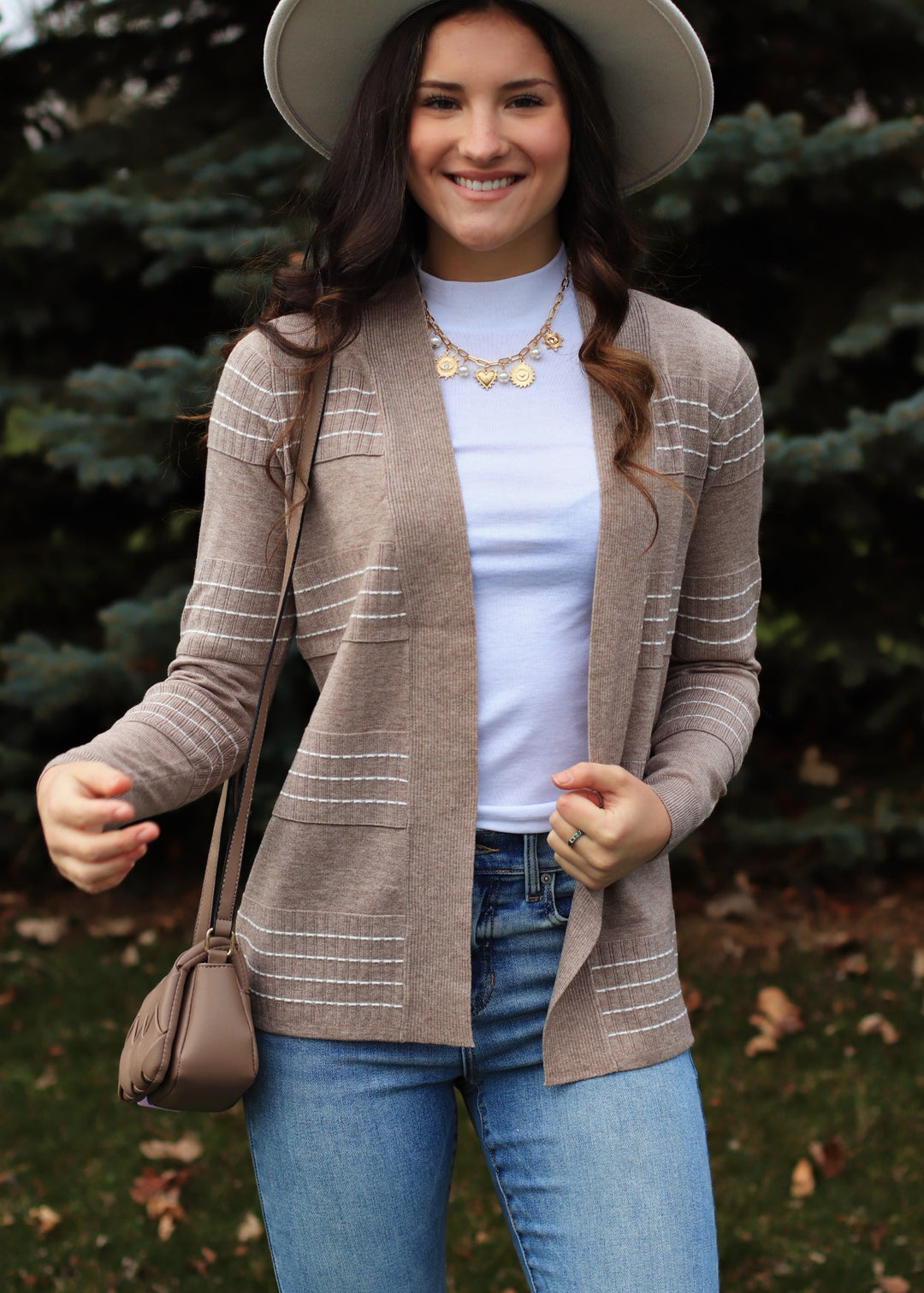 Stitched Cardigan in Mocha