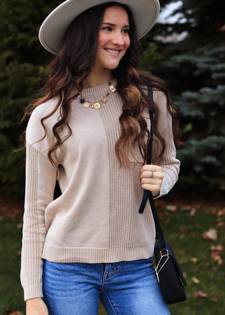 Yasmine Textured Crew Neck Sweater