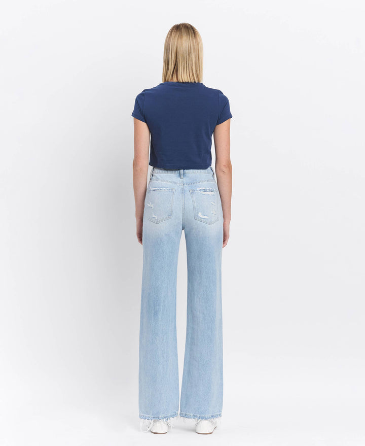 90's Vintage Super High Rise Flare Denim Jeans