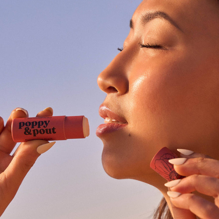 Poppy & Pout Lip Balm in Pomegranate Peach