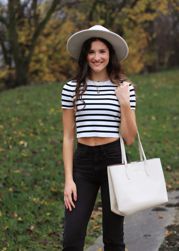 Kari Striped Knit Crop Top