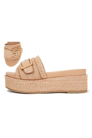 CLEARANCE FINAL SALE Raffia Platform Slides