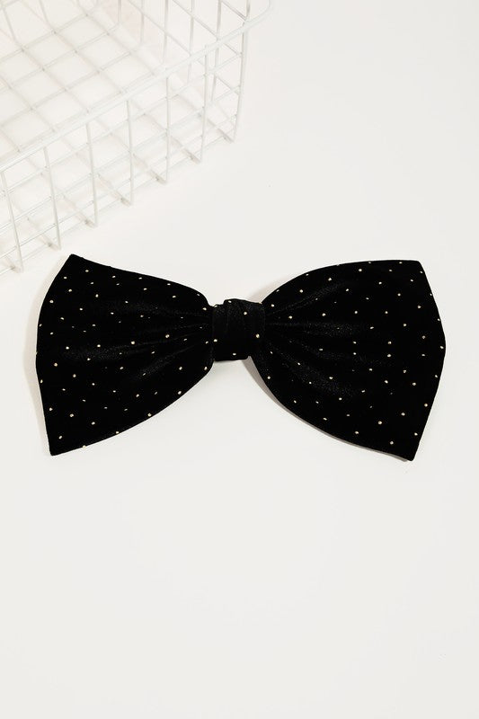 Studded Bow Tie Hair Clip in Black