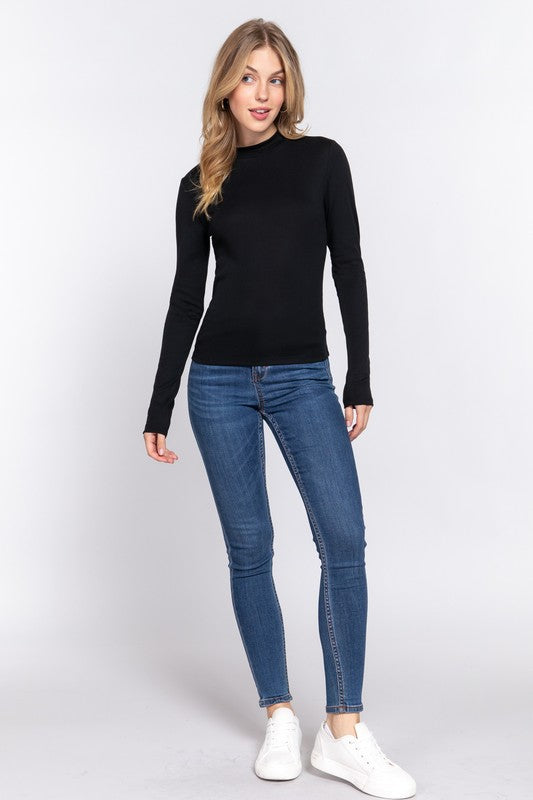 Basic Mock Neck Top in Black