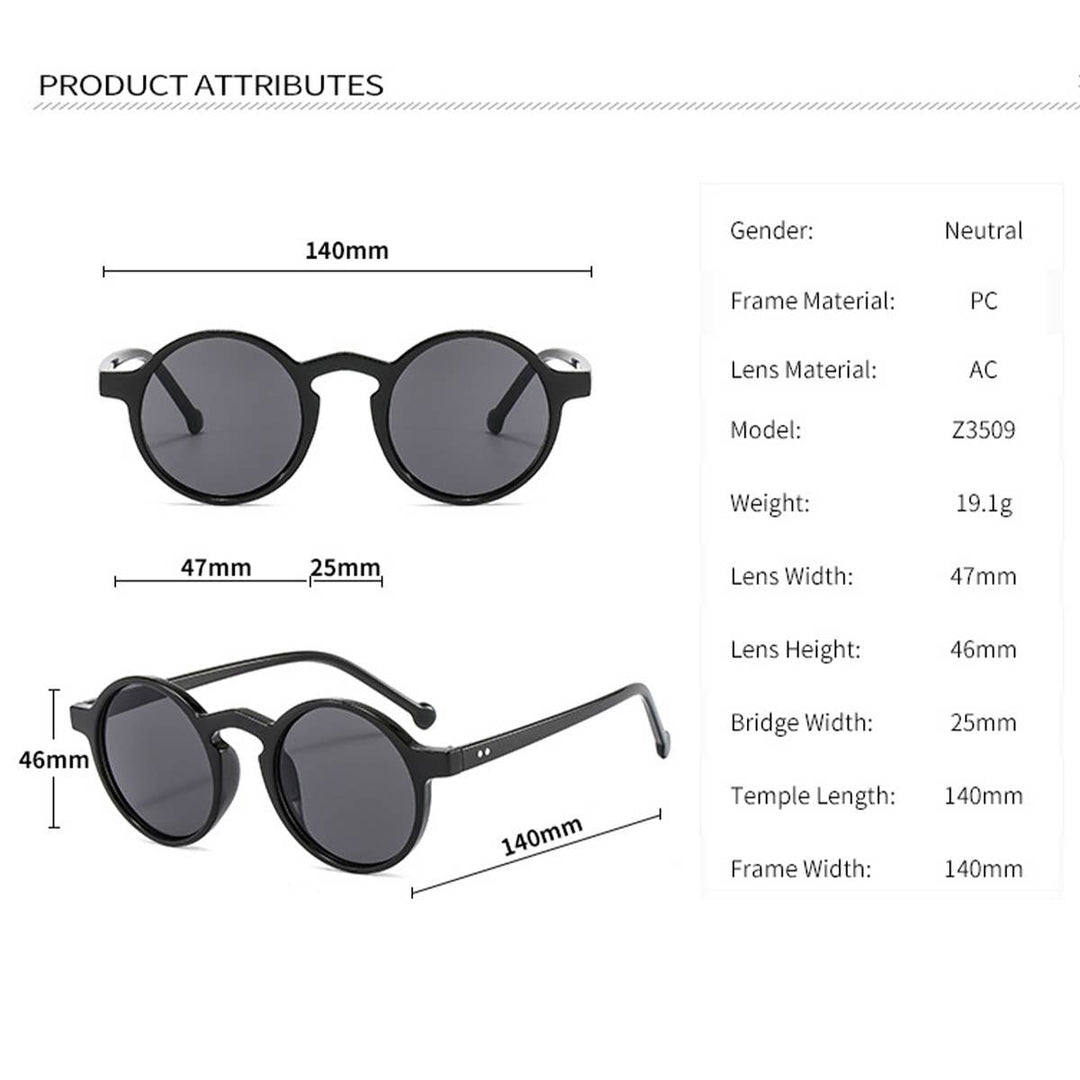 Round Frame Tinted Lens Sunglasses