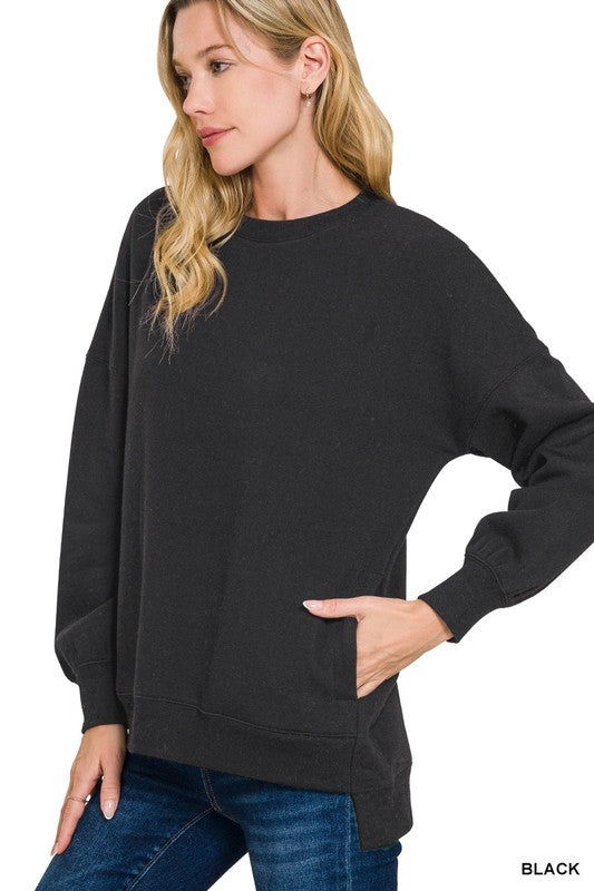 DOORBUSTER Hi-Low Boyfriend Sweatshirt w Pockets