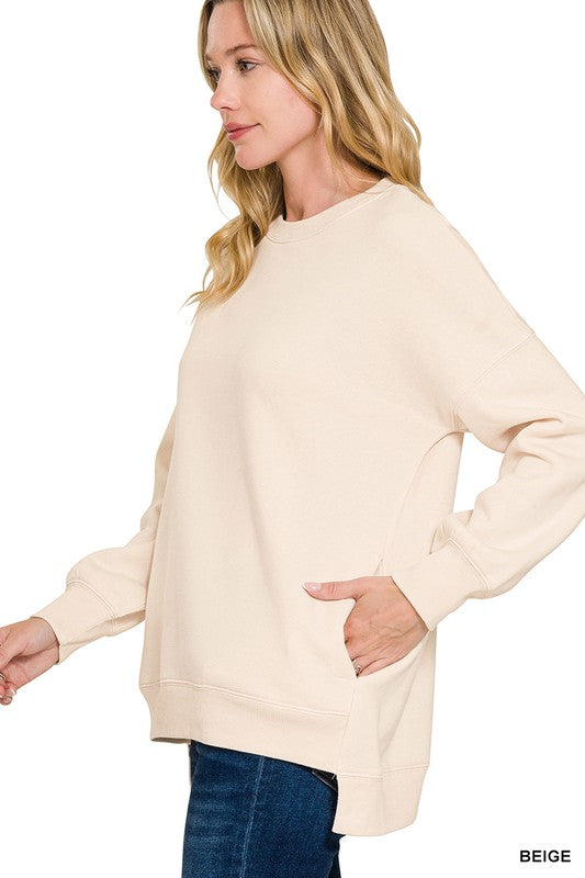 DOORBUSTER Hi-Low Boyfriend Sweatshirt w Pockets