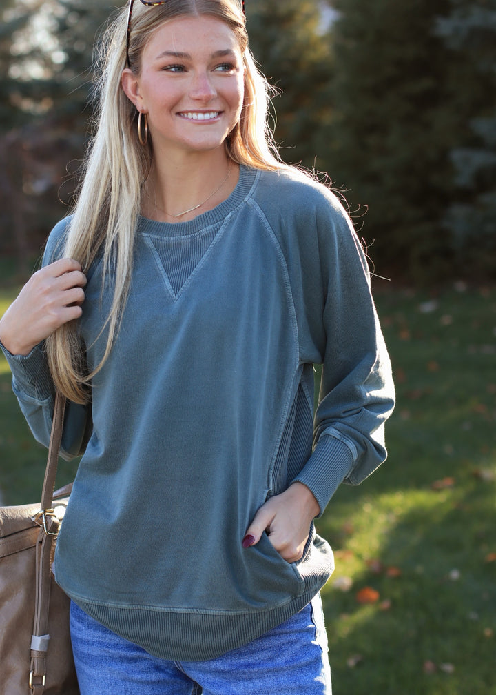 Pocket Pullover in Ash Jade