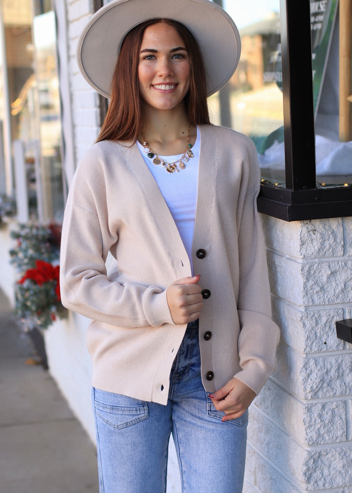 Mae Cardigan in Sand Beige