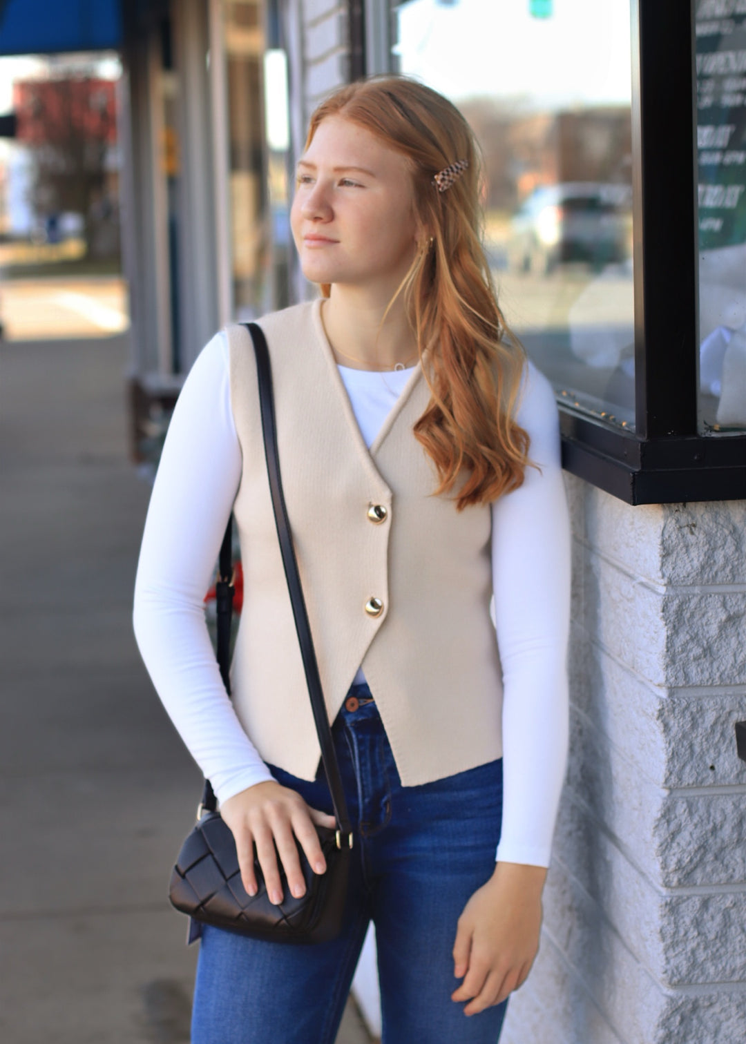 Faith Button Knit Sweater Vest