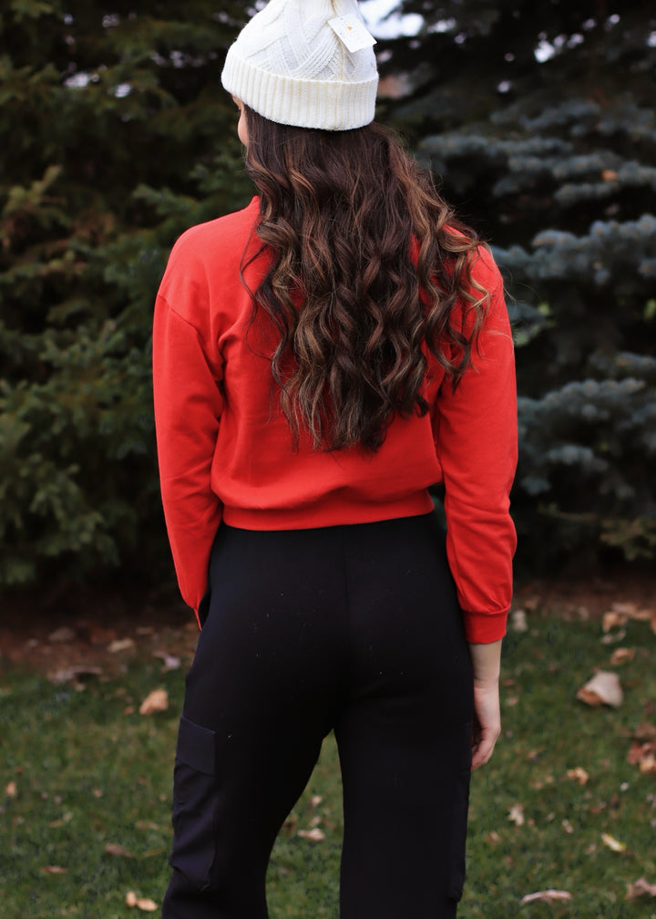 Pax Crop Sweatshirt in Red