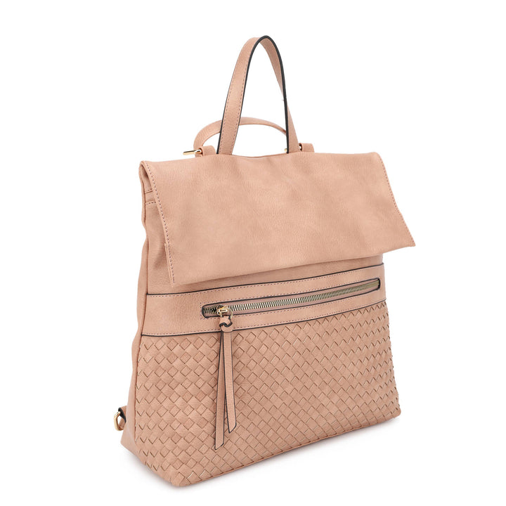 Helena Woven Flap Backpack in Mauve