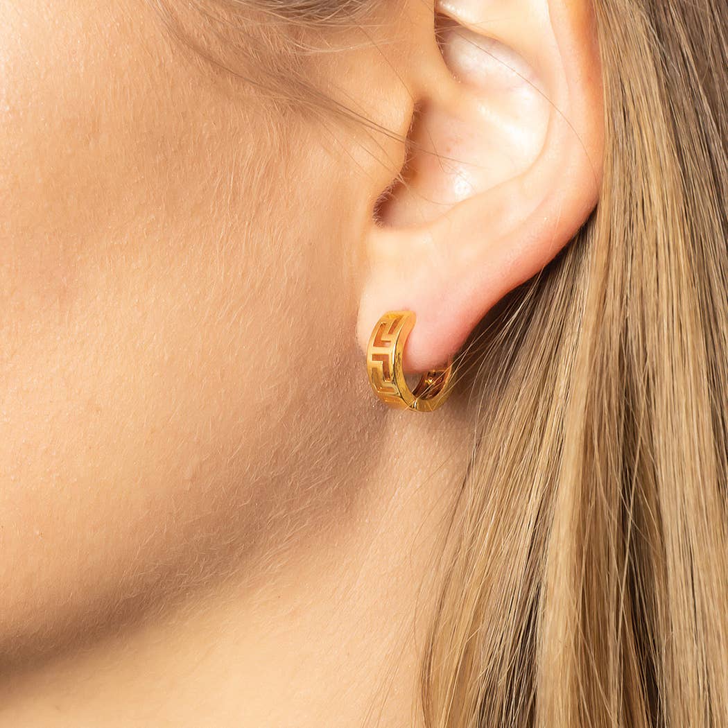 14K Gold-Dipped Carved Hoop Earring