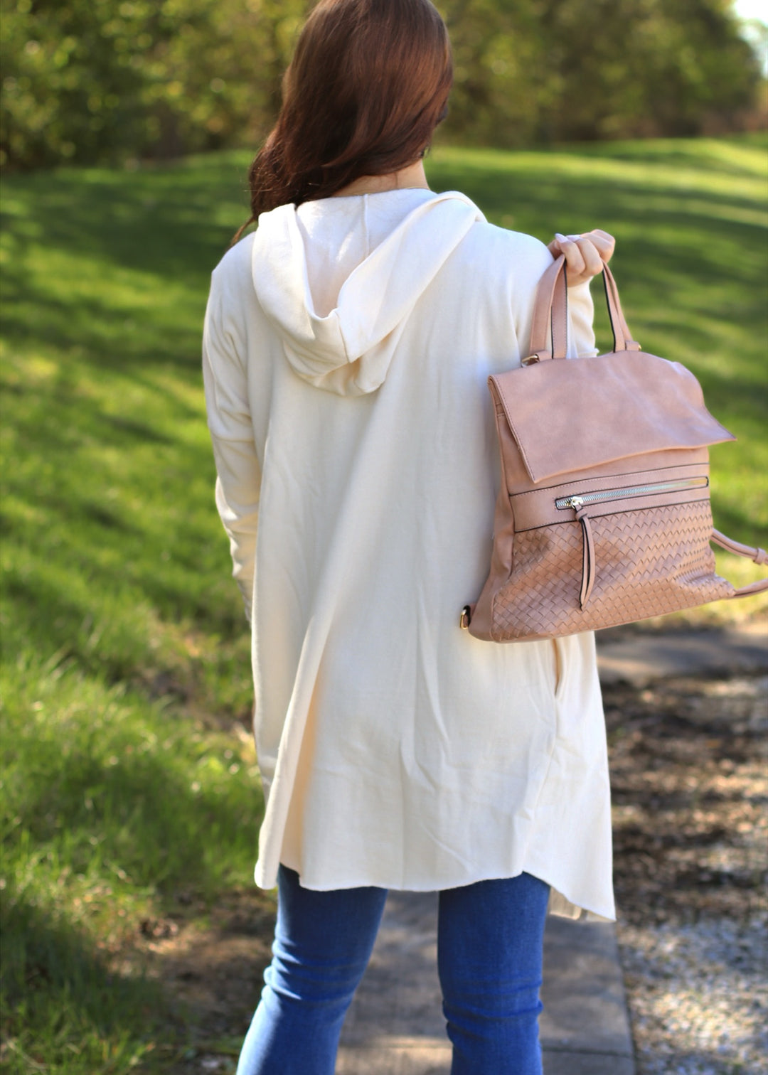 Helena Woven Flap Backpack in Mauve