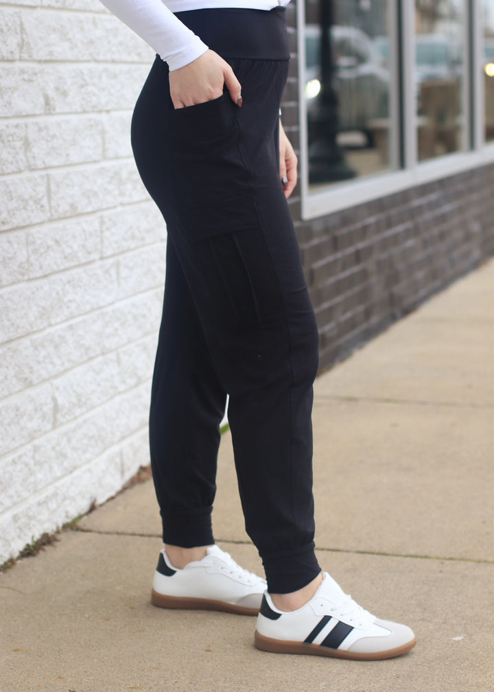 Butter Soft Joggers w/ Side Pockets in Black