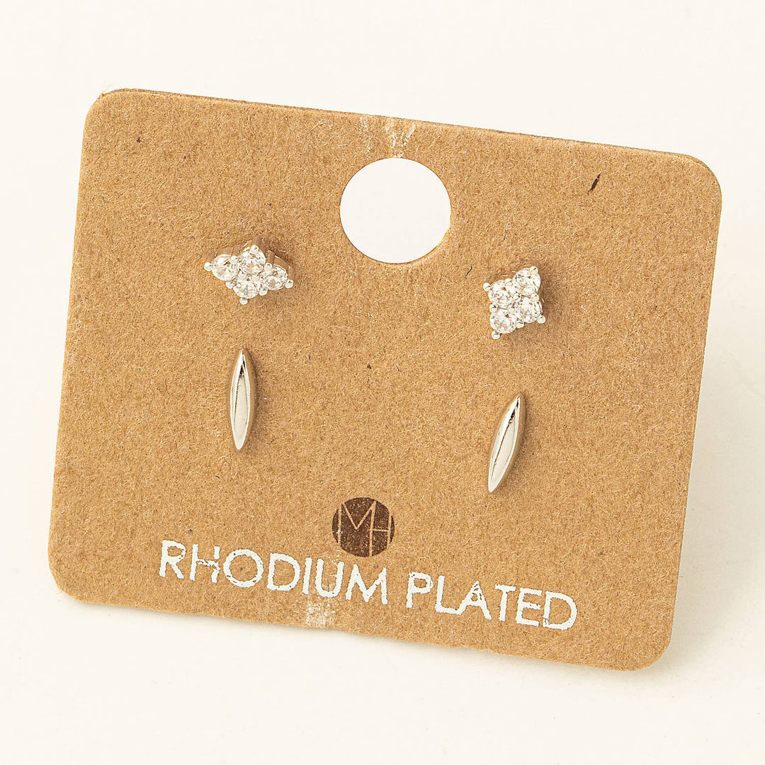 RESTOCK Mini Four Piece Rhinestone Stud Earrings