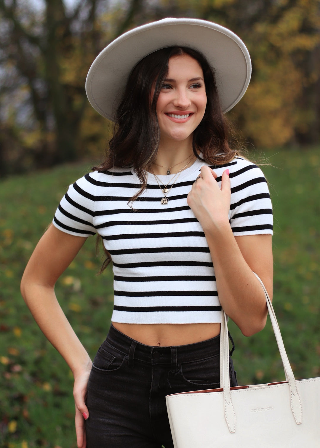 Kari Striped Knit Crop Top