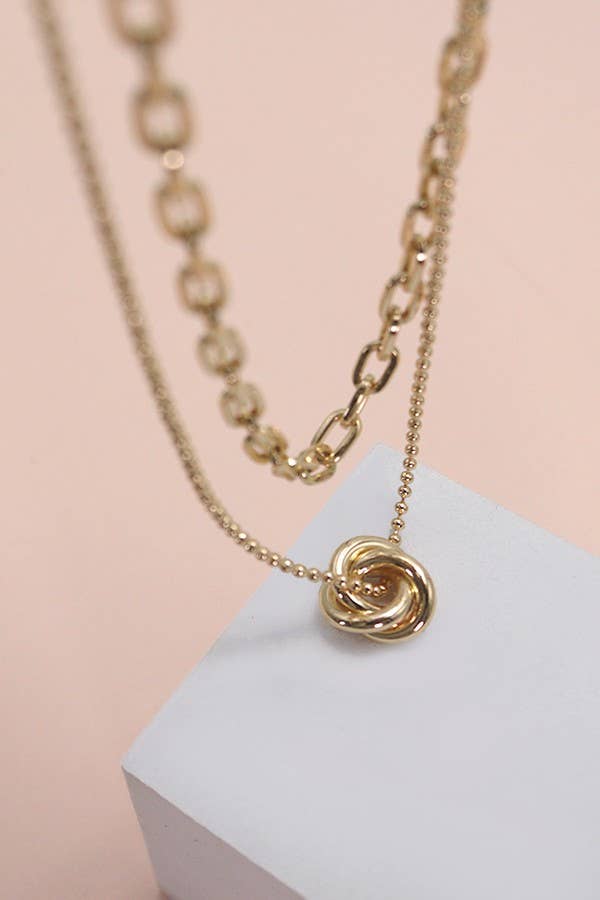 GOLD FLORAL BUD DOUBLE LAYER NECKLACE