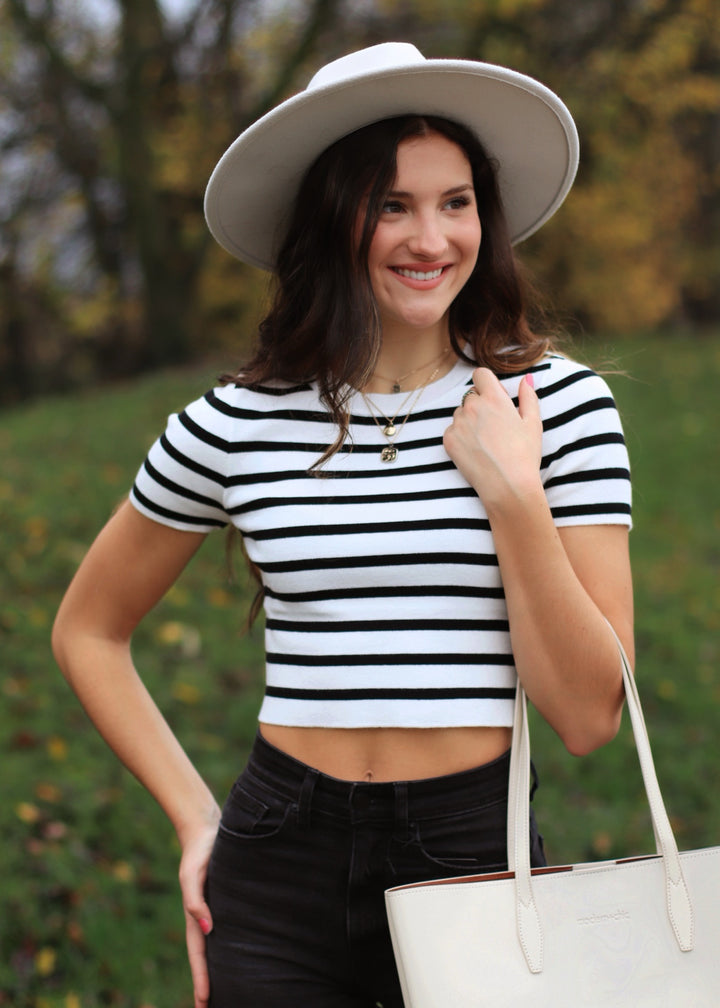 Kari Striped Knit Crop Top