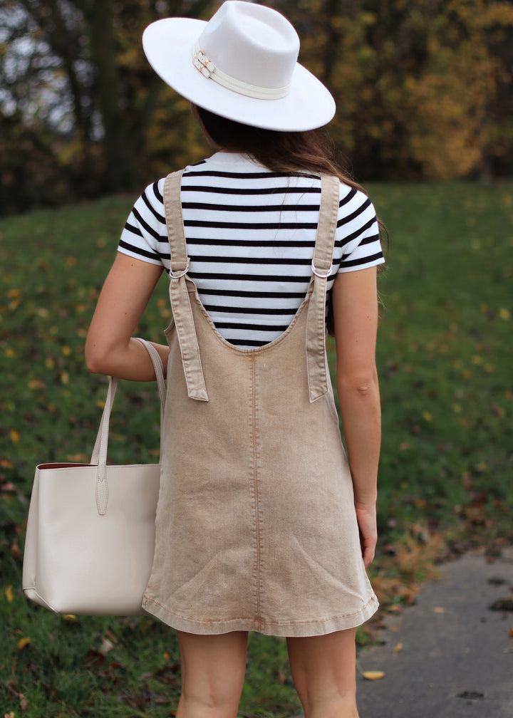 Cameron Stretched Denim Overall Mini Dress