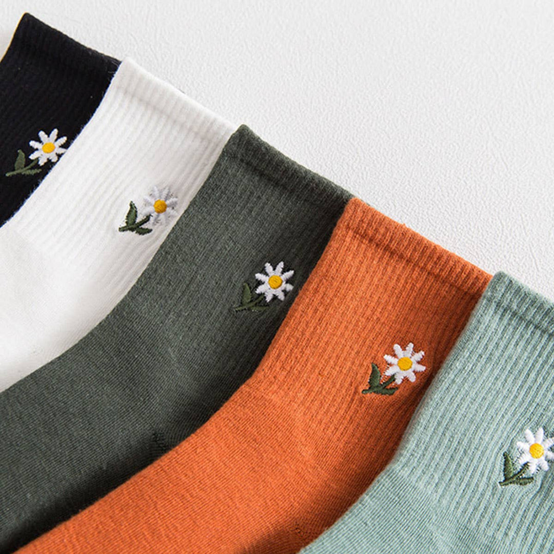 FLOWER EMBROIDERY SOCKS (OS) / ORANGE