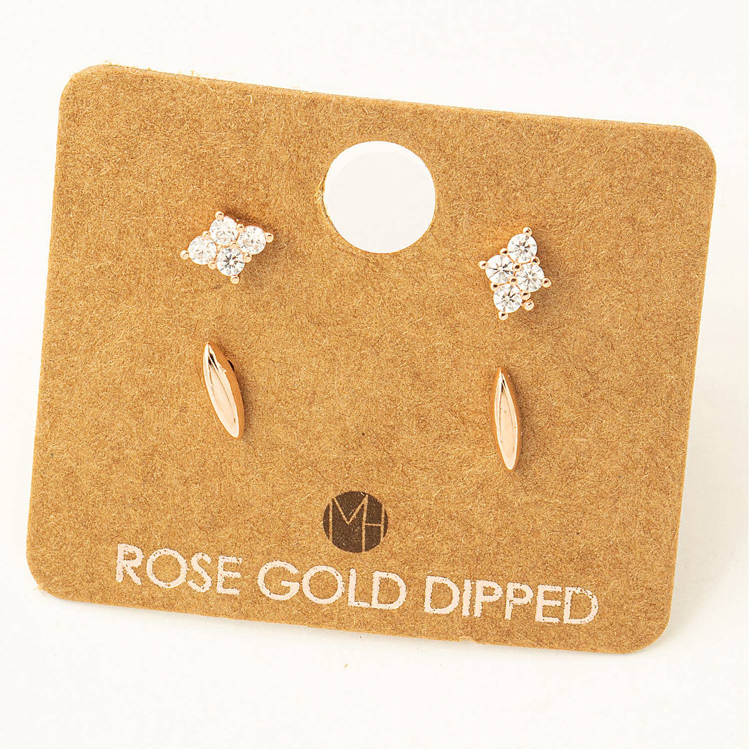 RESTOCK Mini Four Piece Rhinestone Stud Earrings