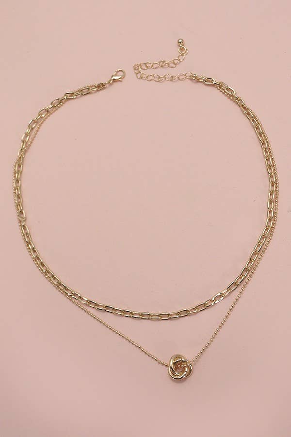 GOLD FLORAL BUD DOUBLE LAYER NECKLACE