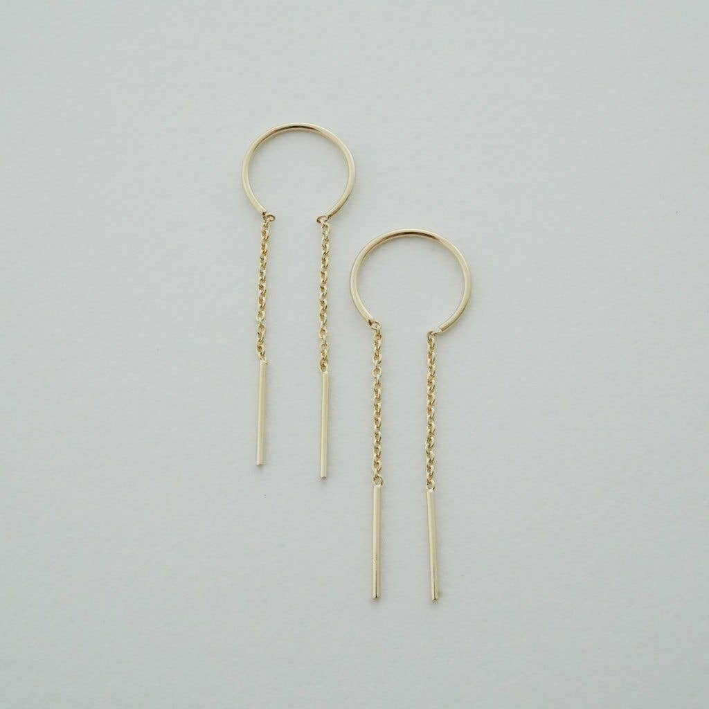 Threader Drop Bar Earrings: Gold