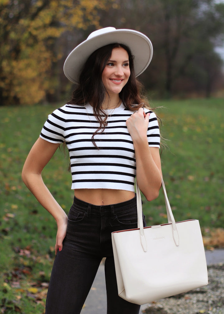 Kari Striped Knit Crop Top