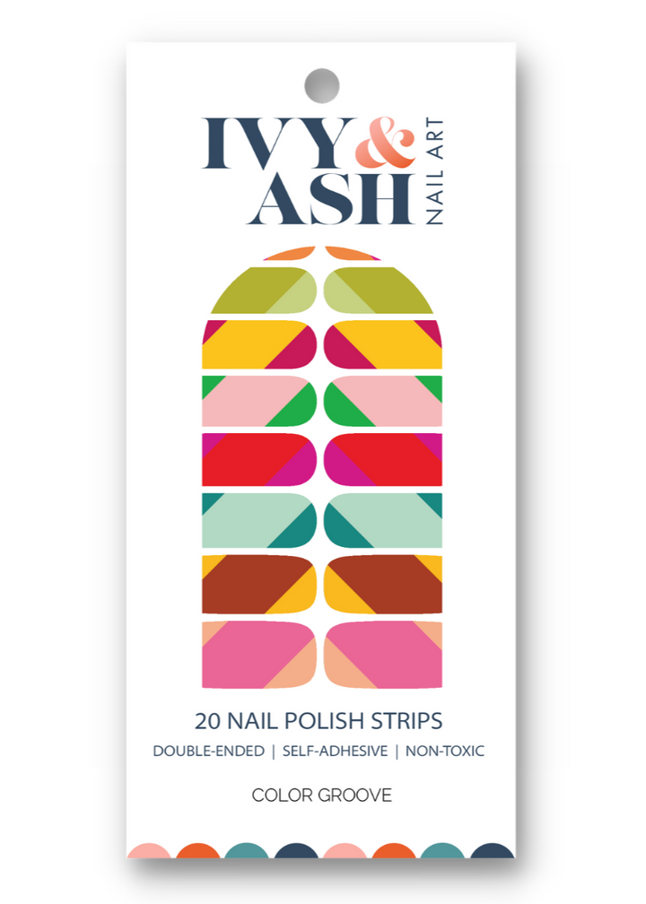 Color Groove | Retro Color Block French Tip Nail Sticker Set