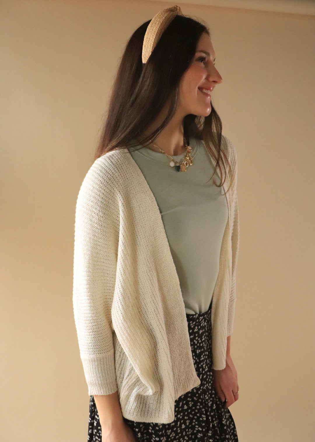 Dolman Open Front Cardigan in Ivory