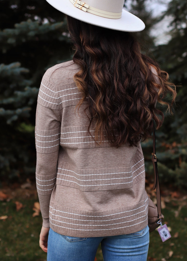 Stitched Cardigan in Mocha