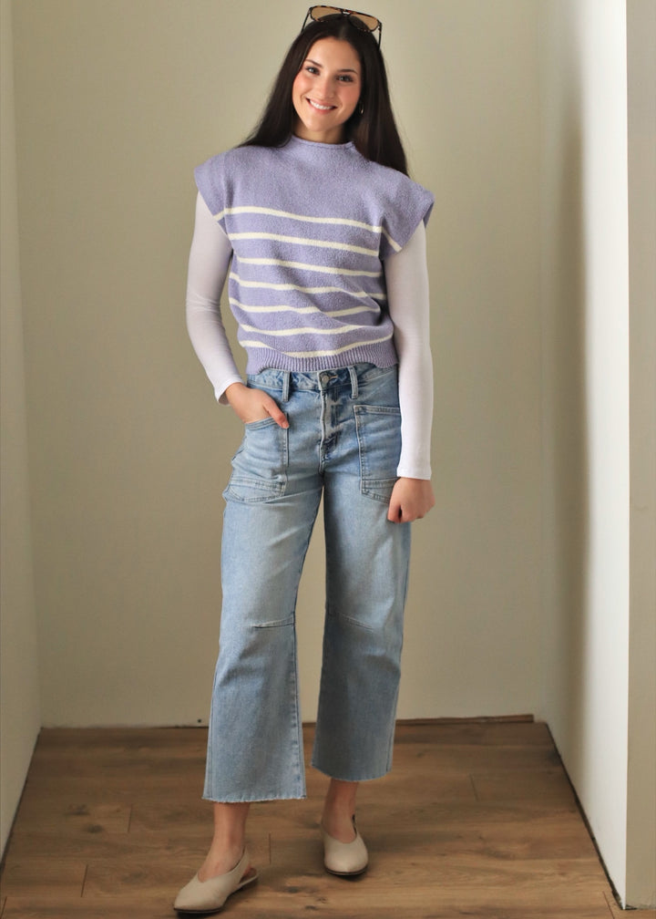 Lilac Stripe Sweater Top