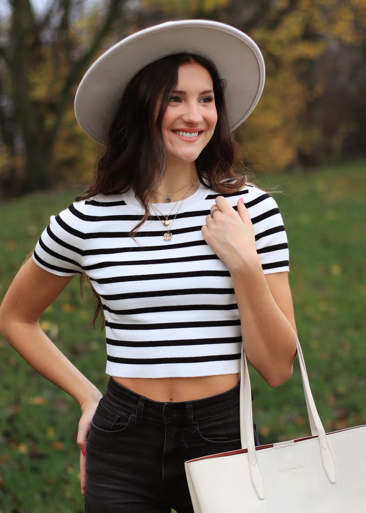 Kari Striped Knit Crop Top