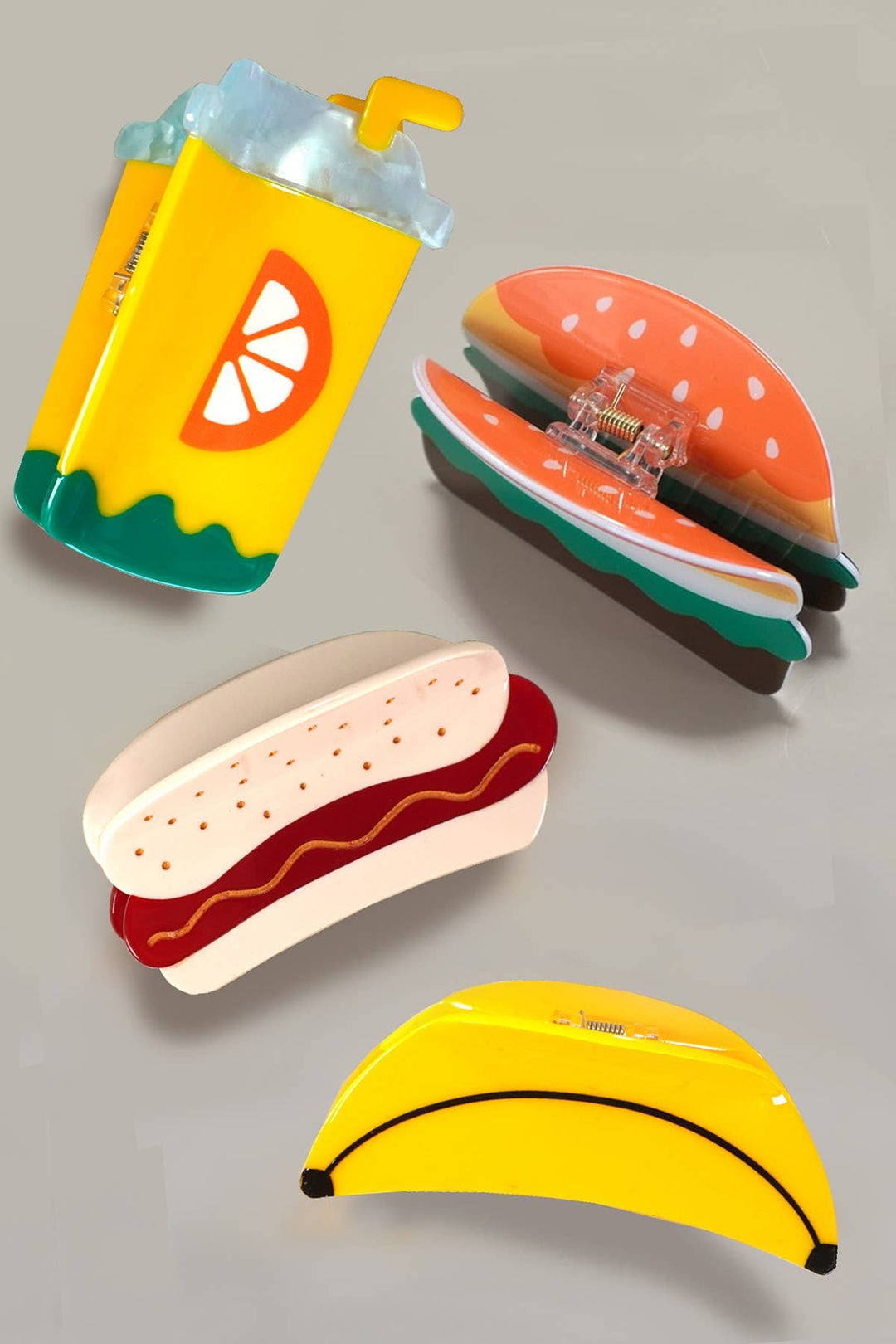 JUMBO LEMONADE BANANA HAMBURGER HAIR CLAW CLIPS