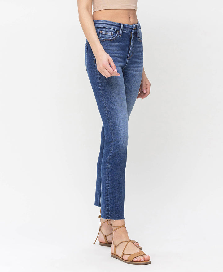 Delicate High Rise Crop Slim Straight Jeans Denim Jeans