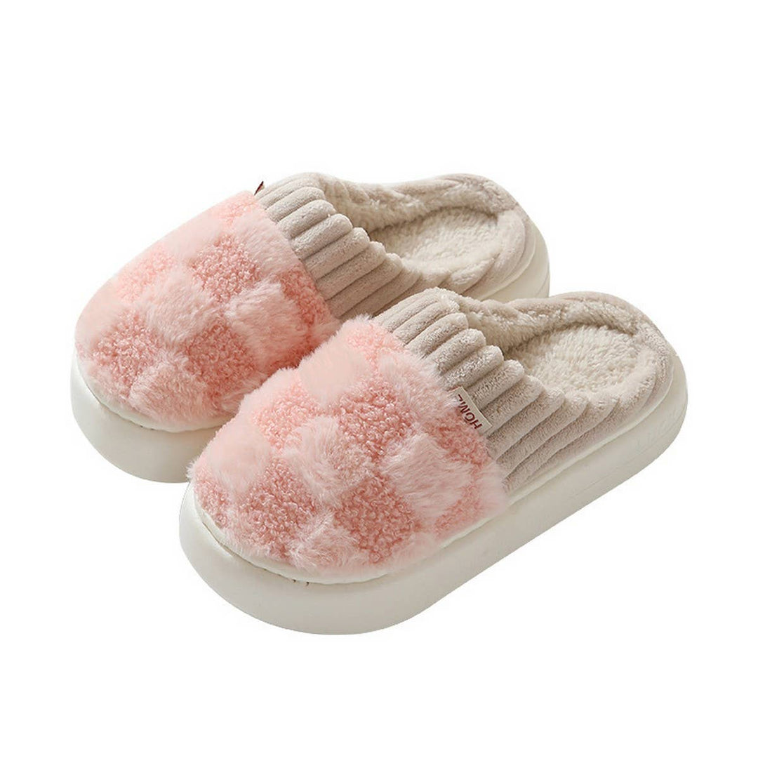 DOORBUSTER CHECKERED FUZZY WARMIES SLIPPERS